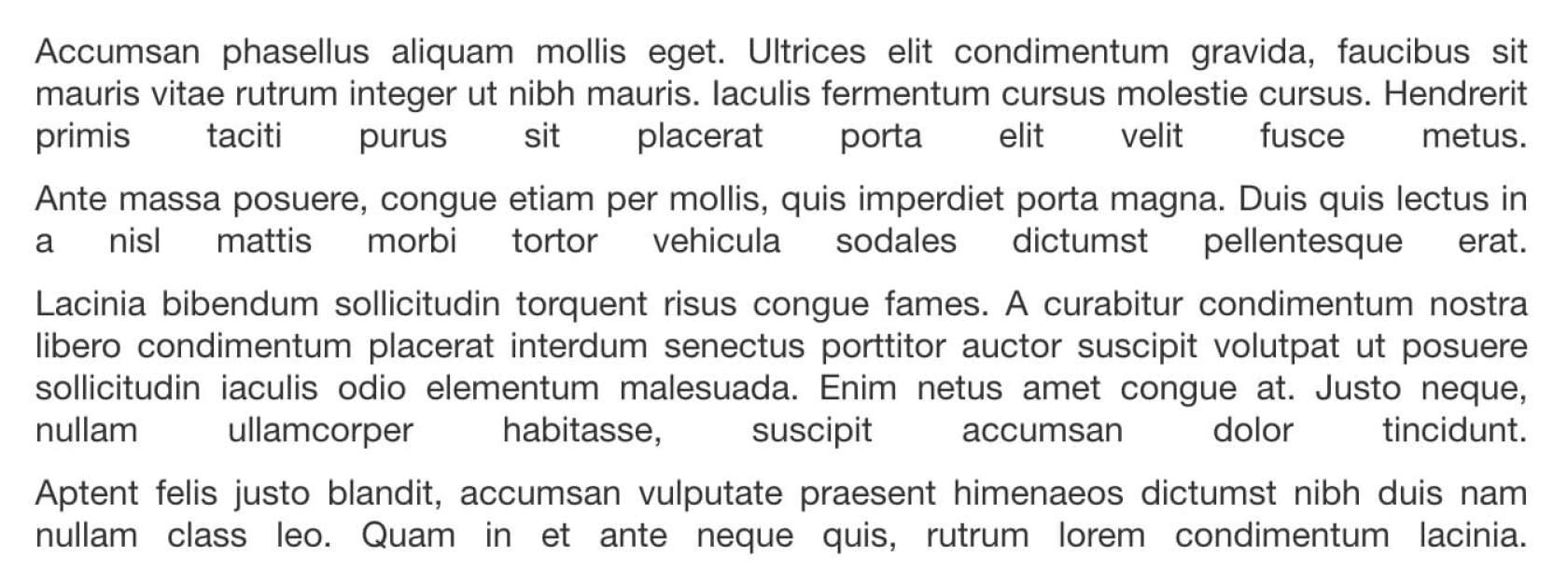 An example of justified text on the web, and how irregular the word spacings can become.