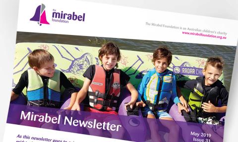 Newsletter layout for The Mirabel Foundation