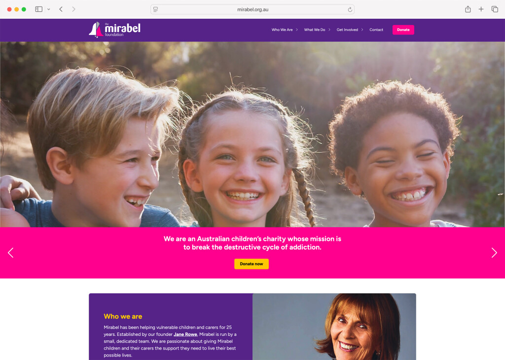 Screenshot of the desktop variant of the Mirabel site