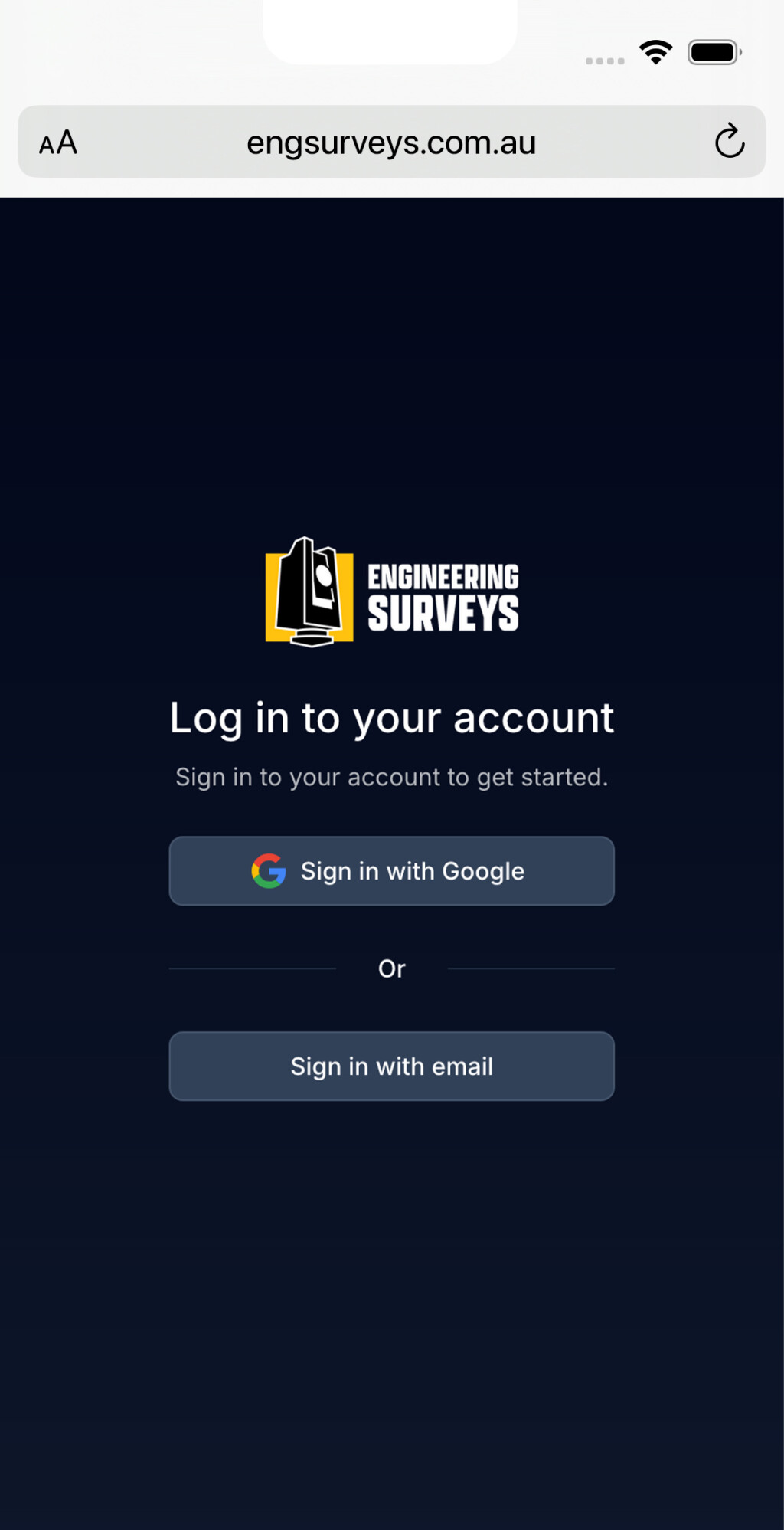 Screenshot of the Engineering Surveys portal