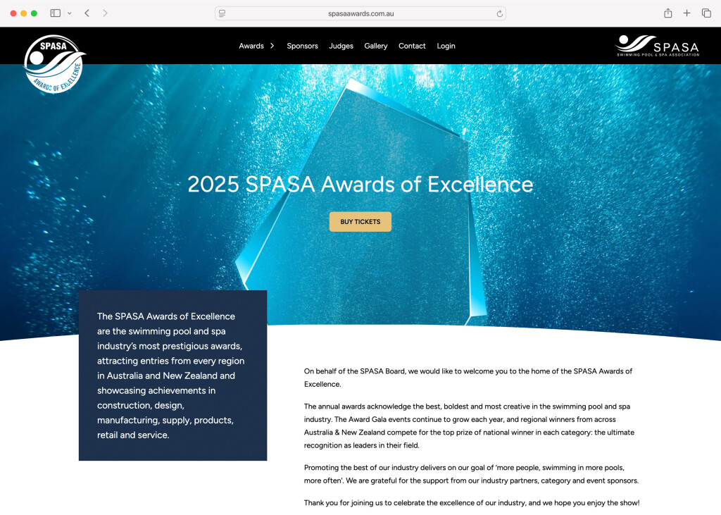 Screenshot of the desktop variant of the SPASA Awards site