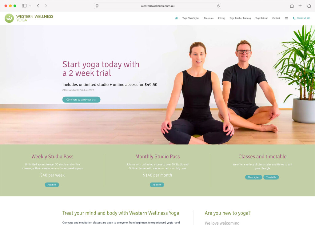 Screenshot of the desktop variant of the Western Wellness site